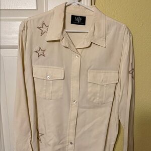 Cream Star Embroidered Shirt